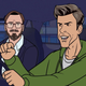 John Hunchman (John Hodgman) and David Purefoy (David Rees) on FXX’s Dicktown